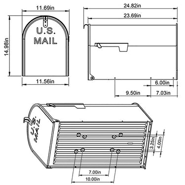 Architectural Mailboxes Stanley Jumbo Galvanized Steel Post Mount Black Mailbox