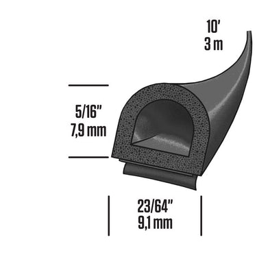 M-D Building Products Black Rubber Weatherstrip For Auto and Marine 204 in. L X 0.31 in.