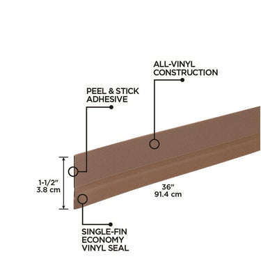 M-D Building Products Brown Vinyl Sweep For Doors 36 in. L X 1.25 in.