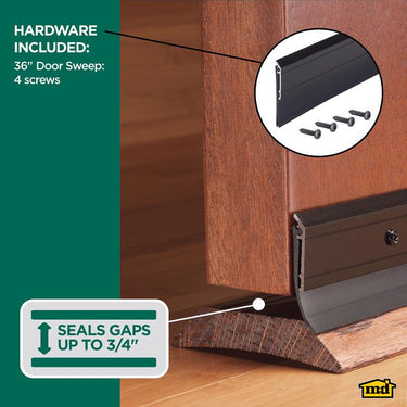 M-D Building Products Bronze Aluminum/Vinyl Sweep For Doors 36 in. L X 2.13 in.