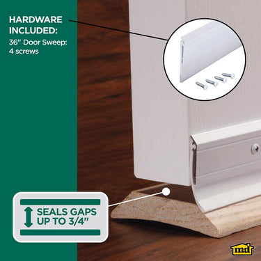 M-D Building Products White Aluminum/Vinyl Sweep For Doors 36 in. L X 2.13 in.