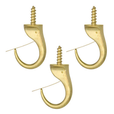 Ace Small Polished Brass Green Brass 1.9375 in. L Cup Hook 25 lb 3 pk