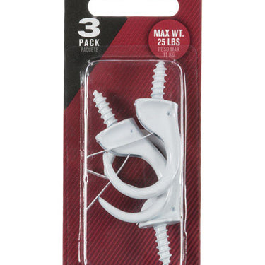 Ace Small White Steel 1.9375 in. L Cup Hook 25 lb 3 pk