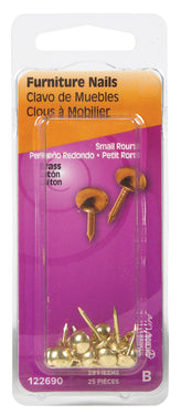 HILLMAN Anchor Wire 7/16 in. Furniture Brass-Plated Brass Nail Round Head