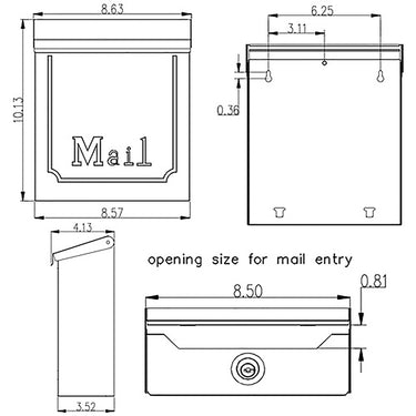Architectural Mailboxes Townhouse Classic Galvanized Steel Wall Mount Black Mailbox