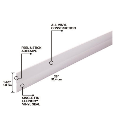M-D Building Products White Vinyl Sweep For Doors 36 in. L X 1.5 in.