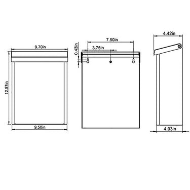 Architectural Mailboxes Designer Classic Galvanized Steel Wall Mount Black Mailbox