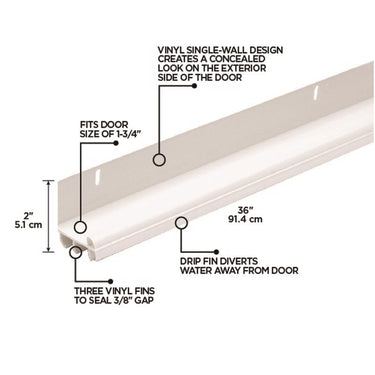 M-D Building Products White Vinyl Under Door Seal For Doors 36 in. L X 2 in.