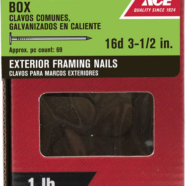 Ace 16D 3-1/2 in. Box Hot-Dipped Galvanized Steel Nail Flat Head