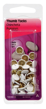 HILLMAN 5/16 in. L White Steel Thumb Tacks 40 pk