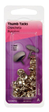 HILLMAN 5/16 in. L Silver Steel Thumb Tacks 40 pk