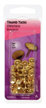 HILLMAN 5/16 in. L Gold Steel Thumb Tacks 40 pk