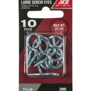 Ace 3/8 in. D X 1-3/16 in. L Zinc-Plated Steel Screw Eye 20 lb. cap. 10 pk