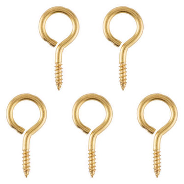Ace 1/8 in. D X 1-3/16 in. L Polished Brass Screw Eye 13 lb. cap. 5 pk