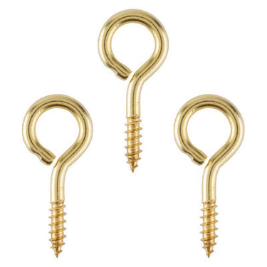 Ace 5/32 in. D X 1-7/16 in. L Polished Brass Screw Eye 30 lb. cap. 3 pk