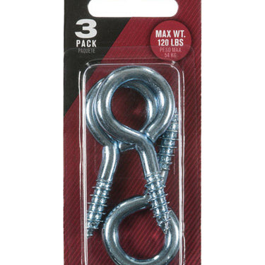 Ace 9/32 in. D X 2-5/16 in. L Zinc-Plated Steel Screw Eye 120 lb. cap. 3 pk