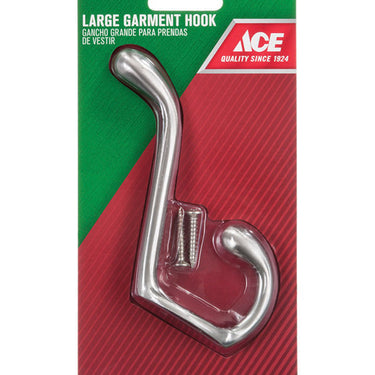 Ace 3-1/2 in. L Satin Nickel Silver Metal Large Garment Hook 1 pk