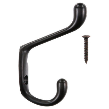 Ace 3 in. L Oil Rubbed Bronze Brown Brass Medium Heavy Duty Coat and Hat Hook 1 pk