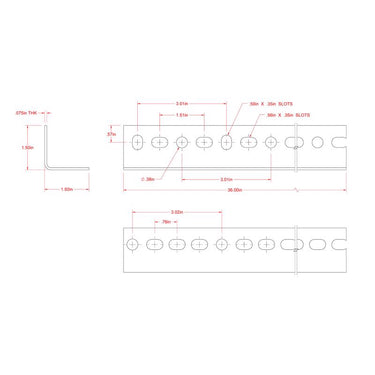 SteelWorks 0.74 in. X 1-1/2 in. W X 36 in. L Steel Slotted Angle