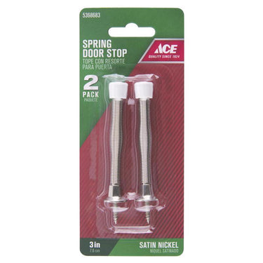 Ace 3 in. W Metal Satin Nickel Silver Spring Door Stop Mounts to door and wall 0 in.