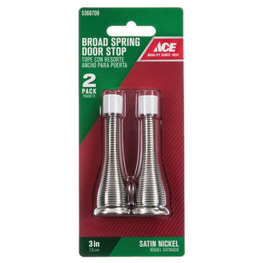 Ace 3 in. W Metal Satin Nickel Silver Spring Door Stop Mounts to door and wall 1/8 in.