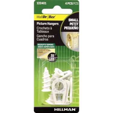 HILLMAN WallDriller White Self-Drilling Picture Hanger 35 lb 2 pk