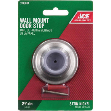 Ace 2-1/4 in. W Metal Satin Nickel Gold Wall Door Stop Mounts to wall 1/4 in.