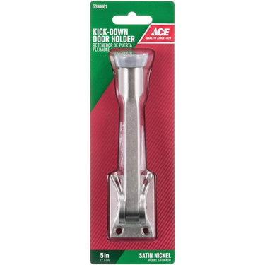 Ace 5 in. W Metal Satin Nickel Gray Kick-Down Door Holder Mounts to door 7/64 in.