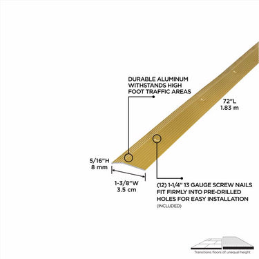 M-D Building Products 0.3 in. H X 1.38 in. W X 72 in. L Satin Brass Aluminum Carpet Trim