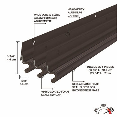 M-D Building Products Bronze Foam/Vinyl Top & Sides Door Seal For Door Jambs 36 and 84 in. L X 0.63