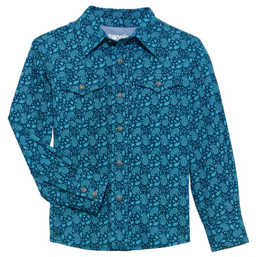 Wrangler Boy's 20X Advanced Comfort Western Shirt (Navy) Size M