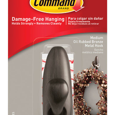 3M Command 3-1/4 in. L Oil Rubbed Bronze Metal Medium Forever Classic Coat/Hat Hook 3 lb. cap. 1 pk