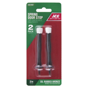 Ace 3 in. W Metal Oil Rubbed Bronze Spring Door Stop Mounts to door and wall 0 in.