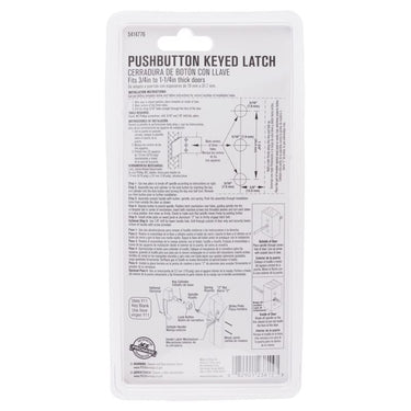 Ace Bare Black Steel Push Button Keyed Latch 1 pk