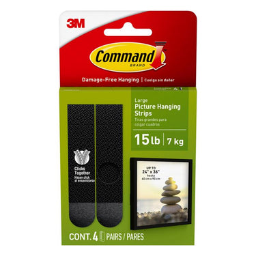 3M Command Black Large Picture Hanging Strips 15 lb 4 pk