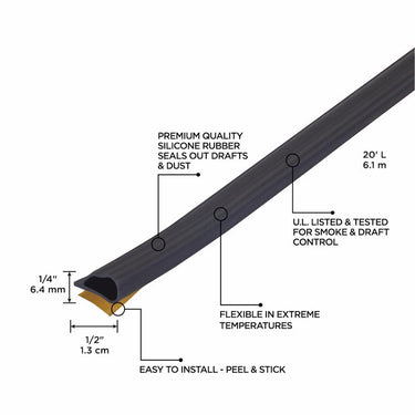 M-D Building Products Black Silicone Weatherstrip For Doors 240 in. L X 0.25 in.