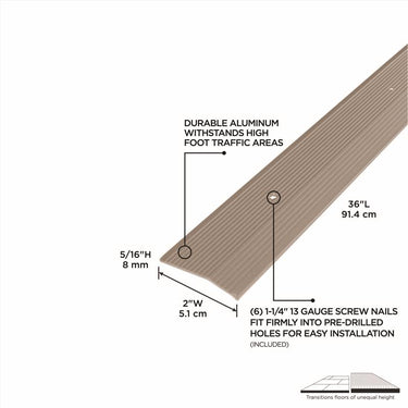 M-D Building Products 0.375 in. H X 2 in. W X 36 in. L Prefinished Pewter Aluminum Carpet Trim