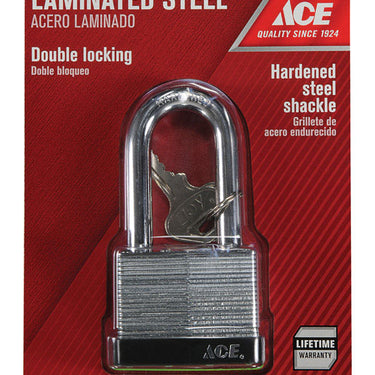 Ace 1-1/2 in. H X 2 in. W X 1-1/16 in. L Laminated Steel Double Locking Padlock