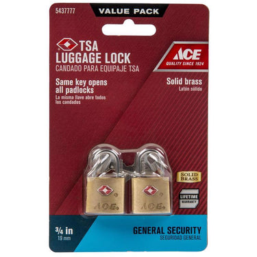Ace 7/8 in. H X 7/8 in. W X 3/8 in. L Brass Single Locking Luggage Lock