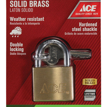 Ace 1-5/16 in. H X 1-1/2 in. W X 17/32 in. L Brass Double Locking Padlock