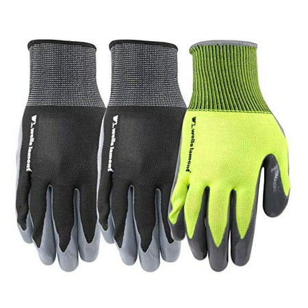 3 Pair Pack Nitrile Coated Grip Work Gloves Medium  Black
