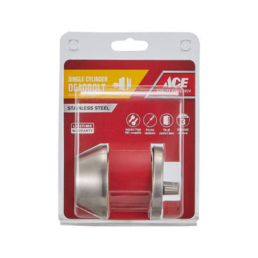 Ace Brushed Chrome Metal Single Cylinder Deadbolt