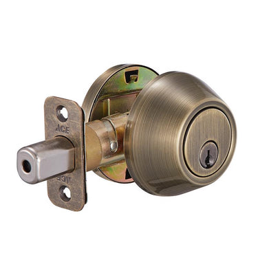 Ace Antique Brass Metal Single Cylinder Deadbolt