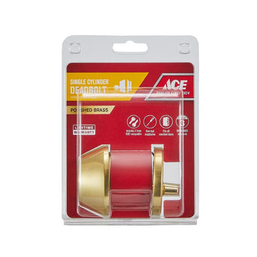 Ace Polished Brass Metal Single Cylinder Deadbolt