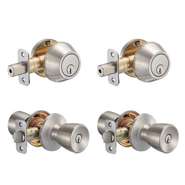 Ace Tulip Knob Satin Stainless Steel Double Entry Door Kit KW1 1-3/4 in.