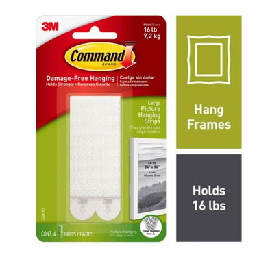 3M Command White Large Picture Hanging Strips 15 lb 4 pair