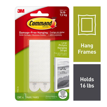 3M Command White Large Picture Hanging Strips 15 lb 4 pair