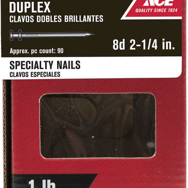 Ace 8D 2-1/4 in. Duplex Bright Steel Nail Double Head 1 lb