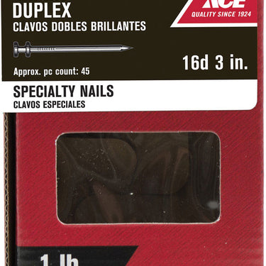Ace 16D 3 in. Duplex Bright Steel Nail Double Head 1 lb