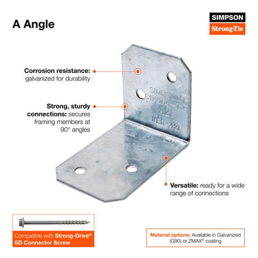 Simpson Strong-Tie 3 in. W X 1.5 in. L Galvanized Steel Angle